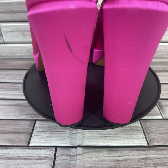 Linea Paolo Fuchsia Pink Satin Ivie Slingback Platform Pump Shoe Size 9 - Picture 7 of 10
